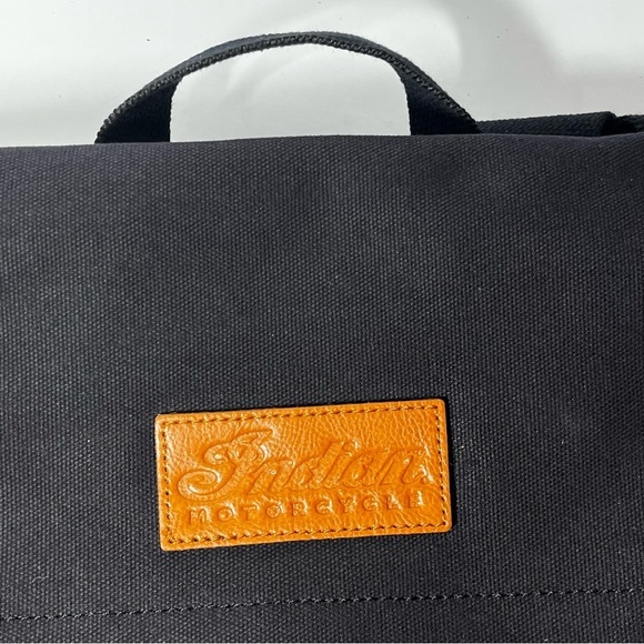 Indian Motorcycle Black Canvas Leather Backpack Book Gear Travel‎ Bag NWOT - Picture 10 of 11